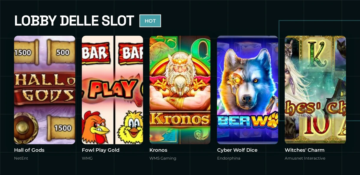 Gioca slot lobby calde.